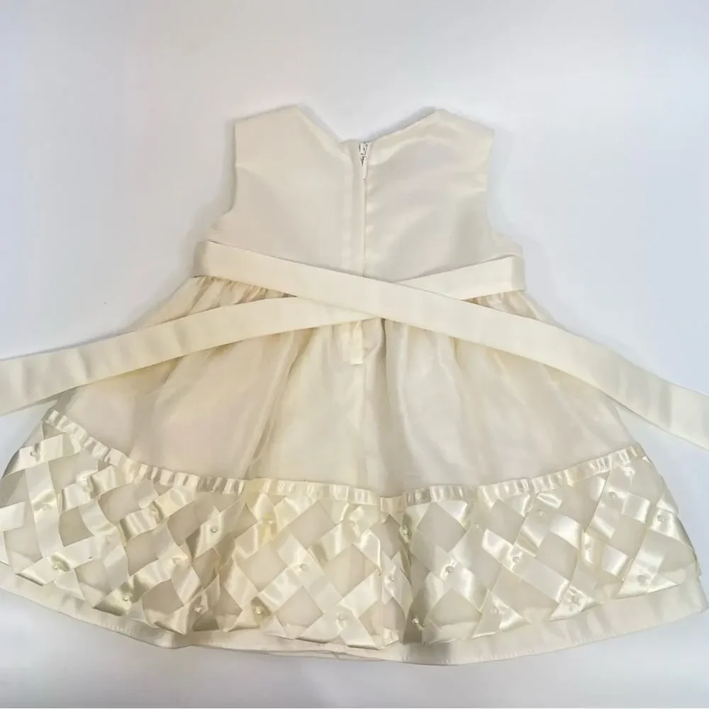Princess Faith Cream Dress Set 12 Months Pearls Wedding Easter Party Dress
